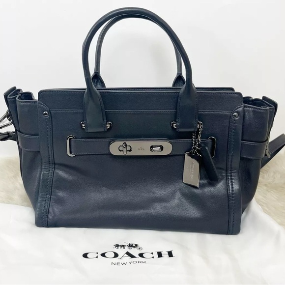 Coach 37732 Soft Grain Coach Soft Swagger Dk Navy - Picture 6 of 14